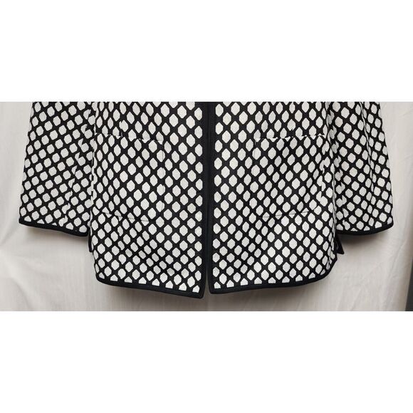 Nina MClemore JACQUARD DIAMOND CAR LONG SLEEVE BLACK COAT BLAZER JACKET SIZE 1 - Picture 3 of 7
